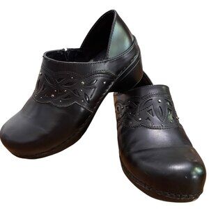 Björndal Jepp Black Leather Studded Mule Clogs Size 8 EUC
